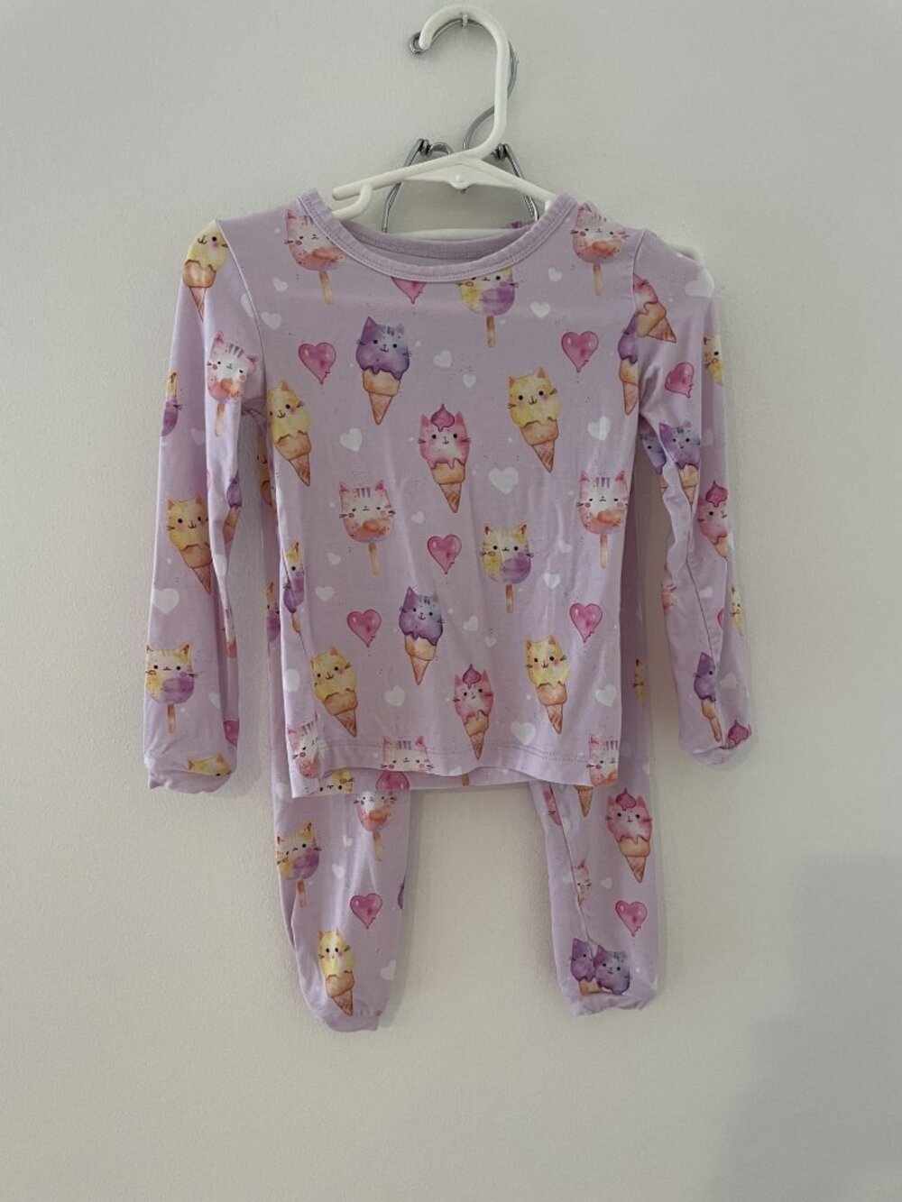 Lama Littles girls long sleeve bamboo 2T pajamas theme cats/ice cream/popsicles